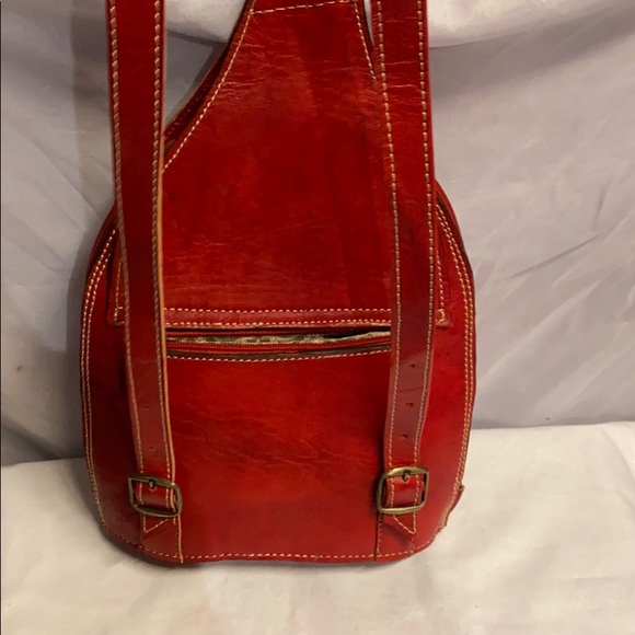 Moroccan Leather Crossbody Backpack - Picture 7 of 13